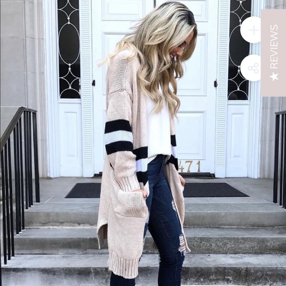 Goodnight Macaroon Sweaters - Goodnight Macaroon Chunky Stripe Cardigan M